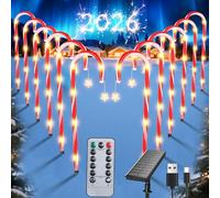 Qoosea 12 Pack Solar Christmas Candy Cane Lights, 72LEDs Outdoor Landscape Stake Light with Remote Control and 8 Modes, 2 Charging Method IP65 Waterproof Pathway Lights Decor for Garden Yard Lawn