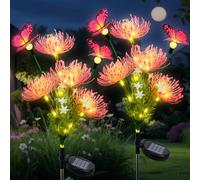 Qoosea 2 Pack Solar Lights Garden Ornaments, Flower with Butterfly LED Solar Lights Outdoor Decoration, IP65 Waterproof Fairy Light Garden Lamp for Yard Pathway Patio Decor Gifts