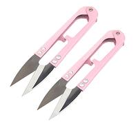 Qoosea 2PCS Metal U-Shaped Grip Sewing Scissors Yarn Thread Tailors Cutter Mini Small Snips Trimming Nipper - Great for Stitch,DIY (Pink)