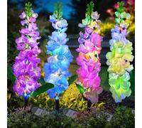 Qoosea 4 Pack Solar Lights Garden Ornaments, 80 LED Solar Flower Lights Outdoor Decoration with 2 Lighting Modes, IP65 Waterproof Fairy Light Garden Lamp for Yard Pathway Patio Decor Gifts