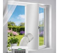 Qoosea 4M Portable Air Conditioner Window Seal Kit with Hook & Loop & Cable Ties, Easy Fit for Portable AC, Tumble Dryer Vent, For Push-Style Windows, Reusable