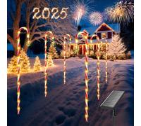 Qoosea 6 Pack Solar Christmas Candy Cane Lights, 78LEDs 1.2M Outdoor Landscape Stake Light with Remote Control and 8 Modes, 2 Charging Method IP65 Waterproof Pathway Lights Decor for Garden Yard Lawn