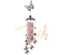 Qoosea Butterfly Wind Chimes for Outdoor, Butterfly Aluminum Tube Wind Chimes with S Hook, Perfect for Patio Garden Decoration, Gifts for Mother's Day, Christmas, New Year, Birthdays for Women