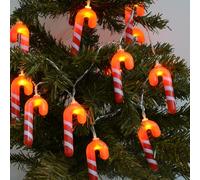 Qoosea Christmas Candy Cane Fairy Lights 20LED String Lights with Cane Battery Operated 8 Modes Warm Christmas Lights Indoor Outdoor with Remote for Christmas Tree Garden Yard Decor