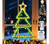 Qoosea Christmas Tree Window Lights Battery Powered 110 LED Foldable Christmas Window Lights Decoration 8 Modes Timer Remote Control IP65 Waterproof for Wall Xmas Tree Indoor Outdoor