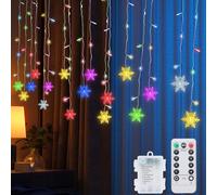 Qoosea Curtain Fairy Lights, 96 LED 4.2M Snowflake Lights, 8 Modes Remote Control Window String Lights Waterproof, for Christmas, Wedding, Garden, Party, Patio, Outdoor Indoor Decoration, Multicolor