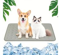 Qoosea Dog Cooling Mat Ice Silk Chill Pad, Soft Dogs Pet Self Cooling Pad, Non-Toxic Pet Cool Bed for Dog and Cat, Foldable Animals Summer Sleeping Mattress Heat Relief Mat (55 * 70CM Grey)