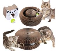 Qoosea Magic Organ Cat Scratching Board, Foldable Accordion Scratcher Board Interactive Toys with Ball and Track, Enrichment Cat Scratching Pad Toys for Indoor Kittens