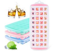 Qoosea Silicone Ice Cube Trays with Lids (3 Pack), Easy-Release and Flexible 36 Ice Cubes Mold with Letter, BPA Free, Durable Stackable and Dishwasher Safe, for Freezer Ice, Baby Food