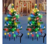 Qoosea Solar Christmas Tree Garden Lights, 2 Pack Solar Tree Lights with LED Strawberry Lights Outdoor Decor IP65 Waterproof, Christmas Decorations for Yard Lawn Pool Patio Party Pathway