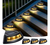 Qoosea Solar Lights Outdoor Garden 4 Pack, IP65 Waterproof Solar Step Lights, Outdoor Stair Light for Decorative Use on Step Deck Front Porch Patio Doorstep Pathway - Warm White