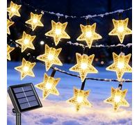 Qoosea Solar Star String Lights, 12m 100 LED Solar Fairy Lights Outdoor Garden, Waterproof Christmas Light with 8 Modes & Timing, Decoration Outdoor Indoor for Garden Party Yard Wall, Warm White