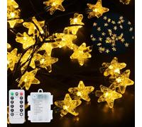 Qoosea String Lights with Bubble Star 40LED Fairy Lights Battery Operated Waterproof 8 Modes Christmas Lights Indoor Outdoor Fairy String Light with Remote for Christmas Garden Patio Fence Yard Decor