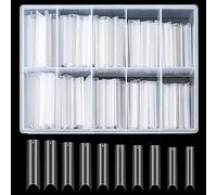 QOOSIKICC 200 Pcs Clear Acrylic Extra Long Straight Square Nail Tips, C Curve Full Cover Acrylic Fake Artificial False Nail Tips for Salons & DIY Nail Art