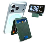 Qoovi Strong Magnetic Wallet, Card Holder with Leather Stand RFID Blocking for iPhone 17/16/15/14/13/12 Series, Compatible with Magnetic Phones and Cases,Not for iPhone 13/12 Mini (Green)
