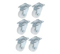 QOPAHI 25mm Castor Wheels - Small Trolley Swivel Casters with Rubber Base Ball Bearing, Single Furniture Wheels to Move Heavy Objects(Pack of 6, White)