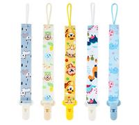 QOPAHI 5 Pcs Dummy Clips, PP Material Pacifier Clips Mam Dummy Clip for Boys Girls, Mam Soother Chains Holder Straps Teething Clips Fits All Pacifiers Baby Teething Toys, Baby Shower