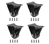 QOPAHI Castor Wheels 40mm, Fixed Caster Wheels Set of 4 Silent Rubber Heavy Duty Casters for Furniture Trolley Cart Cabinet Moving, Load Capacity 35kg Each