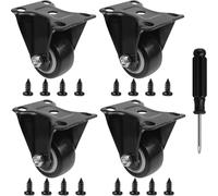 QOPAHI Castor Wheels 50mm, Fixed Caster Wheels Set of 4 Silent Rubber Heavy Duty Casters for Furniture Trolley Cabinet Moving, Load Capacity 45kg Each(Black)