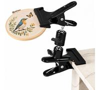 QOPAHI Metal Embroidery Hoop Stand, Adjustable 360° Rotating Cross Stitch Stand, Hands-Free Two-Piece Detachable Clamp for Embroidery Frames and Stands, Table Stand, Cross Stitch, Needlework & Craft