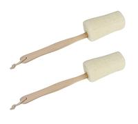 QOPAHI Natural Loofah Back Scrubber Exfoliating Sponge Brush Shower Loofah Sponge Back scrubbers for use in Shower with Long Wooden Handle Body Scrubber for Men/Women in sponges Bath, 2 Pack