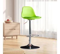 QOPIGFBN Bar Stool, Adjustable Kitchen Stool with Back, Modern Bar Chair, Breakfast Bar Stools, Ergonomic Seat, Durable PP, 9 Colors, Sturdy Base, Easy Assembly (Green Silver)