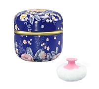 Qopoto Body Powder Puff and Container for Dusting Powder, Women Powder Puff and Powder Case for Bath and Travel (Dark Blue)