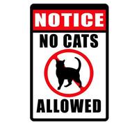 QOQCK Metal tin Sign 8x12 inches No Cats Allowed Signurable Weather Proof Aluminum Sign Full Color Signs