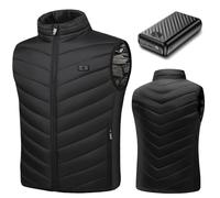 qoqidun Heated Gilet for Men Womens - Heated Vest with 7.4V 27000mAh Power Bank, 17 Carbon Fibre Heating Pads and 3 Heat Settings, Heated Body Warmer Vest with Battery Pack for UK Winter, Small