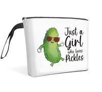 Qoqxjodd Pickle Lover Makeup Bag, Birthday Friendship Gifts for Daughter Sister Women, Just A Girl Who Loves Pickles, Pickle Lover Gift, Pickle Cosmetic Bag, Travel Makeup Bag Zipper Pouch - HZT15,