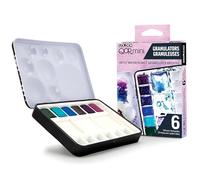 QoR Granulators Half Pan Set by GOLDEN, 6 Half Pan Watercolors, Professional Watercolor Paint Set