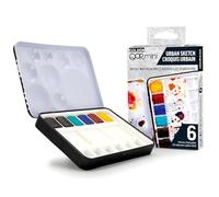 QoR Mini Watercolor 6-Color Half Pan Set, Urban Sketching Set