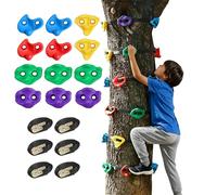 qorkhogr 12 Packs Rock Climbing Holds, Tree Climbing Holds with 6 Ratchet Straps, Kids Adults Obstacle Course Training Tree Climbing Kit for Outdoor, Backyard, Gym