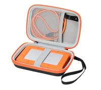 Qorkhogr Hard Drive Carrying Case for LaCie Rugged Mini External Hard Drive, Shockproof Portable Storage Holder with Mesh Pocket, Orange and Grey