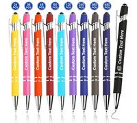 QORUPUGE 1-480 Pcs Personalised Pens Bulk Personalised Pen Metal Ballpoint Pens with Stylus Customised Engraving Pen with LOGO & TEXT Message Business Promotions Schools Office Gifts