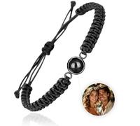 QORUPUGE Custom Photo Bracelet Personalised Projection Bracelet with Picture Inside Valentine's Day Birthday Memorial Gifts for Women Men Couple Mum Her