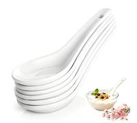 Qoryven Soup Spoons Set of 6, Asian Ceramic Soup Spoons 5.3" Ramen Spoons