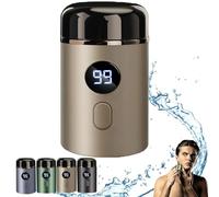 Qosigote 2025 Mini Portable Electric Shaver, Men's Grooming, Brown, Rechargeable, Rotary Head, Earth Tones