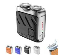 Qosigote 2025 New Portable Rotary Dual Ring Electric Shaver,Mini Shaver, Washable Double Head Razor, USB Rechargeable Lightweight Wet and Dry Razor for Men's Travel (Black)