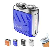 Qosigote 2025 New Portable Rotary Dual Ring Electric Shaver,Mini Shaver, Washable Double Head Razor, USB Rechargeable Lightweight Wet and Dry Razor for Men's Travel (Blue)