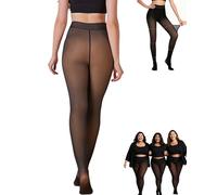 Qosigote 2026 New Compression Band Model One-Seam Translucent Fleece Lined Tights, Translucent, Tummy Control & Butt Lifting Design, Magic Bare Leg Look Fleece Lined Tights (A,M)