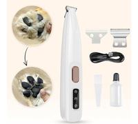 Qosigote 3 in 1 Electric Dog Trimmer, Rechargeable Waterproof with Led Light, Low Noise for Trimming Dog's Hair Around Paws, Eyes, Ears, Face, Rump (1PC)