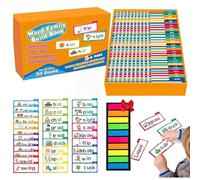 Qosigote 30 Read And Rhyme Flip Books,Word Family Flip Books, Abc Vocabulary Flash Cards,Sight Word Flash Cards,Reading Games (1PC)