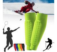 Qosigote Achilles Shinbang Shields, Shin Guard Sleeves, Shin Defender Shin Guards, Ski Shin Guards, Shindefender Shin Guards, Shin Defenders With Honeycomb Compression Sleeve (1pair green,M)