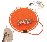 Qosigote Celery Pets Dual Scratching Pad, Scratching Pads For Indoor Cats, Cat Scratching Mat Natural Cotton Rope Cat Scratching Pad, Cat Play Mat (Orange,M 16.54in)