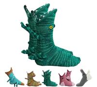 Qosigote Croc Socks - Women's Knit Crocodile Socks (A)
