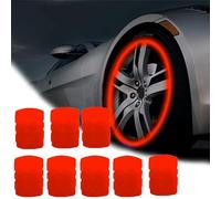 Qosigote Glow in The Dark Valve Cap, Universal Fluorescent Tire Valve Caps, Luminous Tire Valve Stem Caps, Glow Car Tire Valve Caps Dust Cover fits Cars, Trucks Bikes Motorcycles (Red,8PCS)