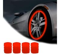 Qosigote Glow in The Dark Valve Cap, Universal Fluorescent Tire Valve Caps, Luminous Tire Valve Stem Caps, Glow Car Tire Valve Caps Dust Cover fits Cars, Trucks Bikes Motorcycles (Red,4PCS)