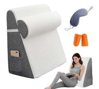Qosigote Hiquo Wedge Pillow, Memory Foam Pillow, Back Rest For Bed, Bed Wedge Gap Filler, Washable Cover, For Back Pain, Leg Elevation (with a pillow)