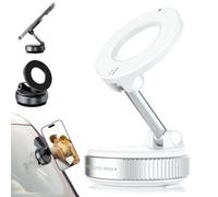 Qosigote Maggrip-Orbit-360, Snanlen 360° Magnetic Suction Phone Mount - The Ultimate Hands-Free Holder, Portable Adjustable Foldable Mobile Phone Suction Holder, Magnetic Phone Holder (White)